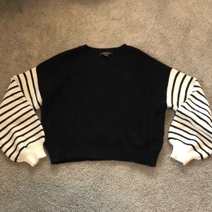 Forever 21 Black sweater with Striped sleeves